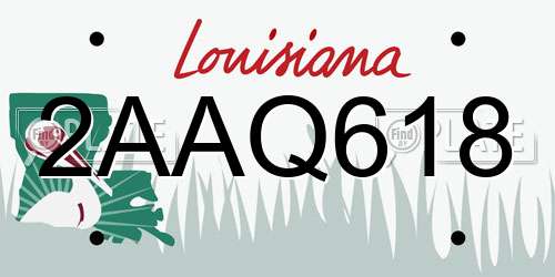 2AAQ618 Louisiana License Plate