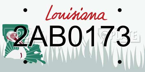 2AB0173 Louisiana License Plate
