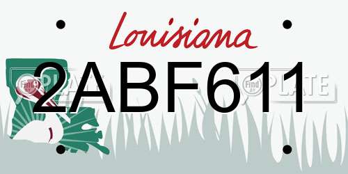 2ABF611 Louisiana License Plate