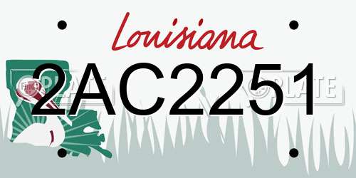 2AC2251 Louisiana License Plate