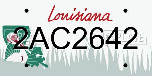 2AC2642 Louisiana License Plate