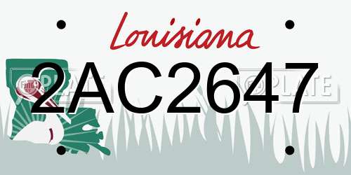 2AC2647 Louisiana License Plate