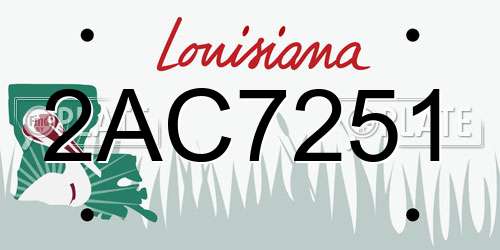 2AC7251 Louisiana License Plate