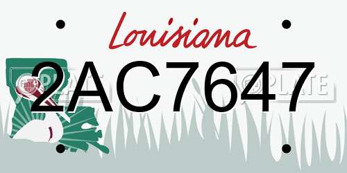 2AC7647 Louisiana License Plate