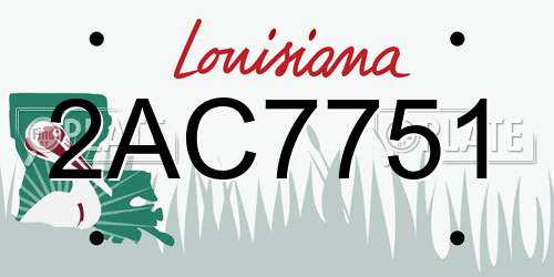 2AC7751 Louisiana License Plate