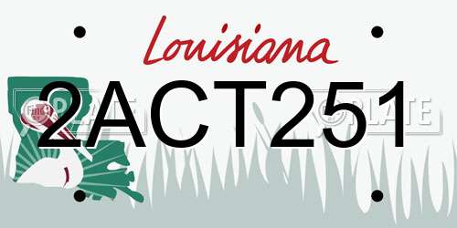 2ACT251 Louisiana License Plate