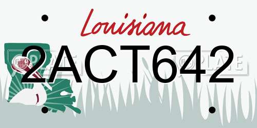2ACT642 Louisiana License Plate