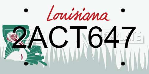 2ACT647 Louisiana License Plate