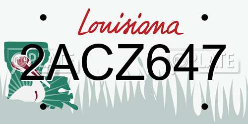 2ACZ647 Louisiana License Plate