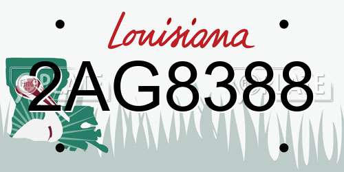 2AG8388 Louisiana License Plate