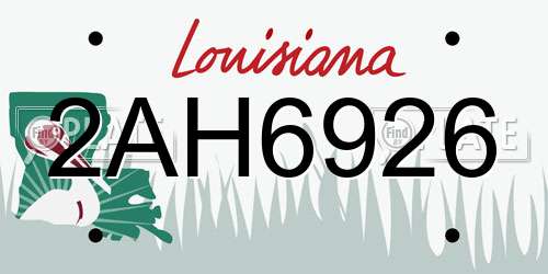 2AH6926 Louisiana License Plate