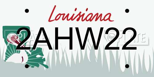 2AHW22 Louisiana License Plate