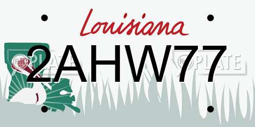 2AHW77 Louisiana License Plate