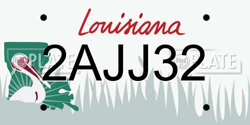 2AJJ32 Louisiana License Plate