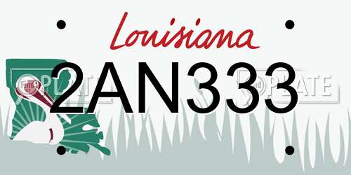 2AN333 Louisiana License Plate