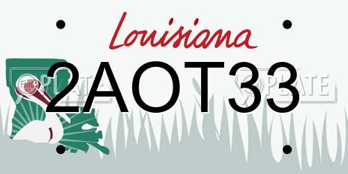 2AOT33 Louisiana License Plate