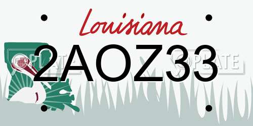 2AOZ33 Louisiana License Plate