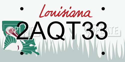 2AQT33 Louisiana License Plate