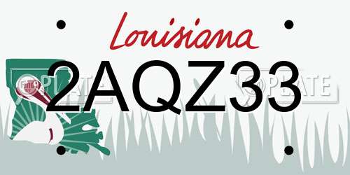 2AQZ33 Louisiana License Plate