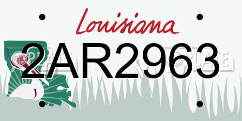 2AR2963 Louisiana License Plate