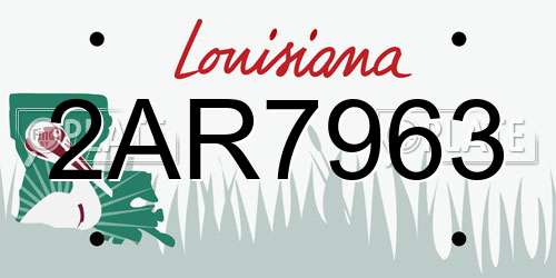2AR7963 Louisiana License Plate