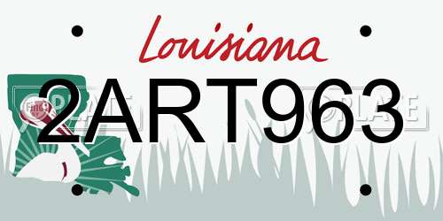 2ART963 Louisiana License Plate