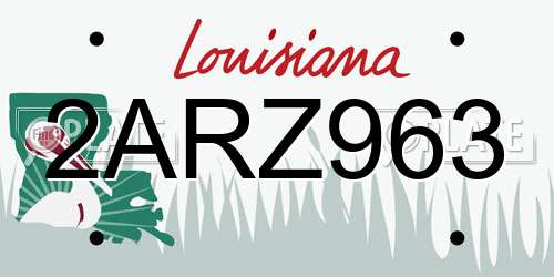 2ARZ963 Louisiana License Plate