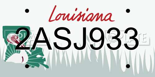 2ASJ933 Louisiana License Plate