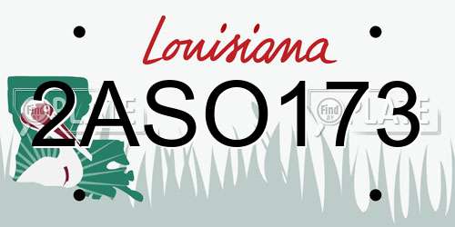 2ASO173 Louisiana License Plate