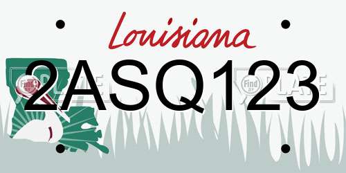 2ASQ123 Louisiana License Plate