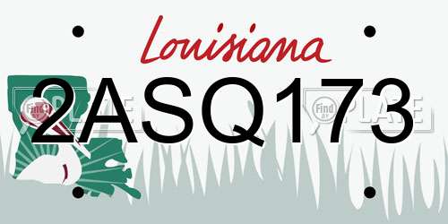 2ASQ173 Louisiana License Plate