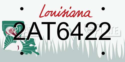 2AT6422 Louisiana License Plate