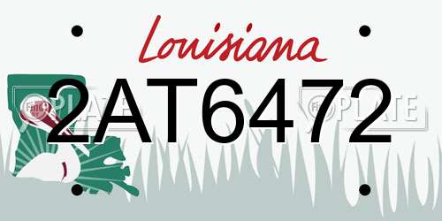 2AT6472 Louisiana License Plate
