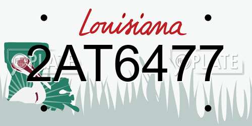 2AT6477 Louisiana License Plate