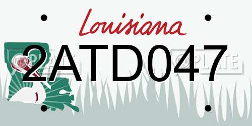 2ATD047 Louisiana License Plate