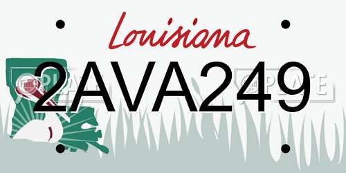 2AVA249 Louisiana License Plate