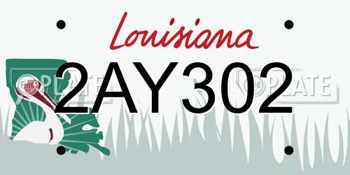 2AY302 Louisiana License Plate