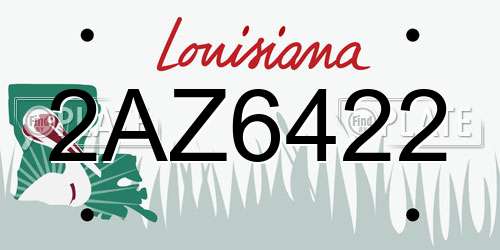 2AZ6422 Louisiana License Plate