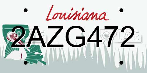 2AZG472 Louisiana License Plate