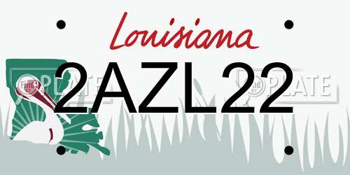 2AZL22 Louisiana License Plate