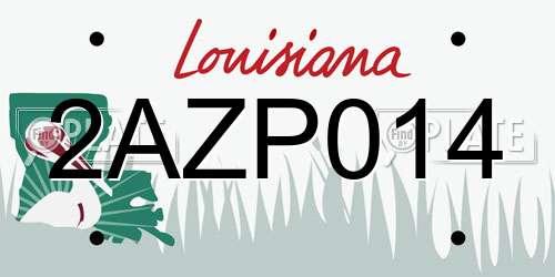 2AZP014 Louisiana License Plate