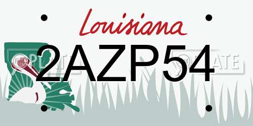 2AZP54 Louisiana License Plate