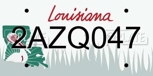 2AZQ047 Louisiana License Plate