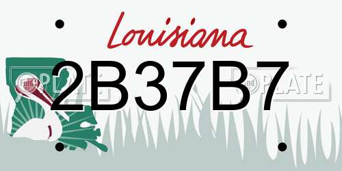 2B37B7 Louisiana License Plate