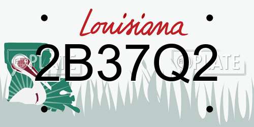 2B37Q2 Louisiana License Plate