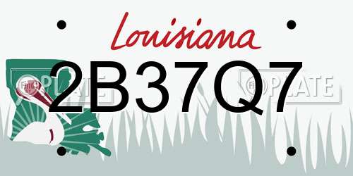 2B37Q7 Louisiana License Plate