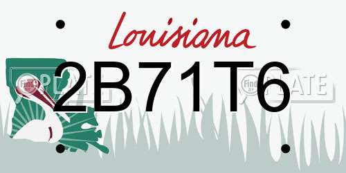 2B71T6 Louisiana License Plate