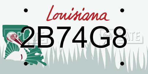 2B74G8 Louisiana License Plate