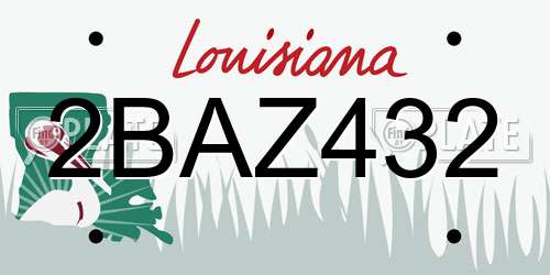 2BAZ432 Louisiana License Plate