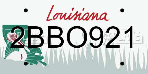 2BBO921 Louisiana License Plate